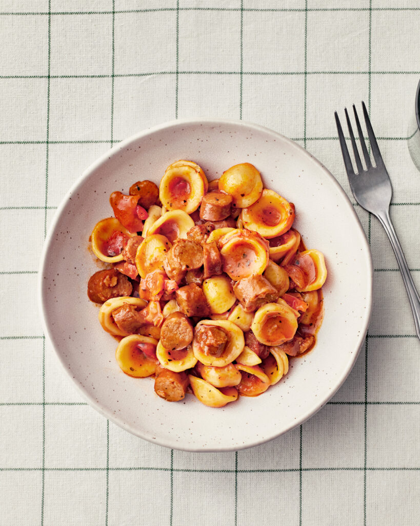 Tulinen chorizopasta